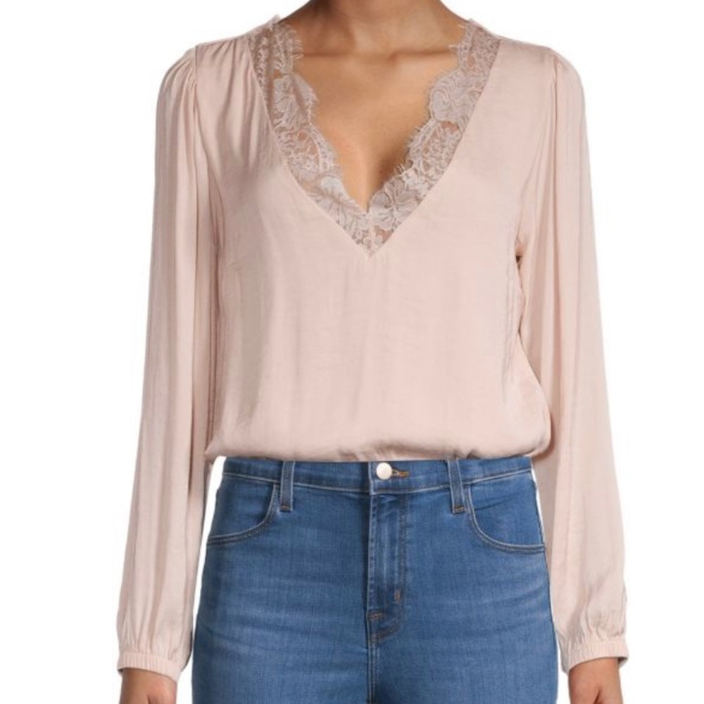 NWT lace trim satin bodysuit